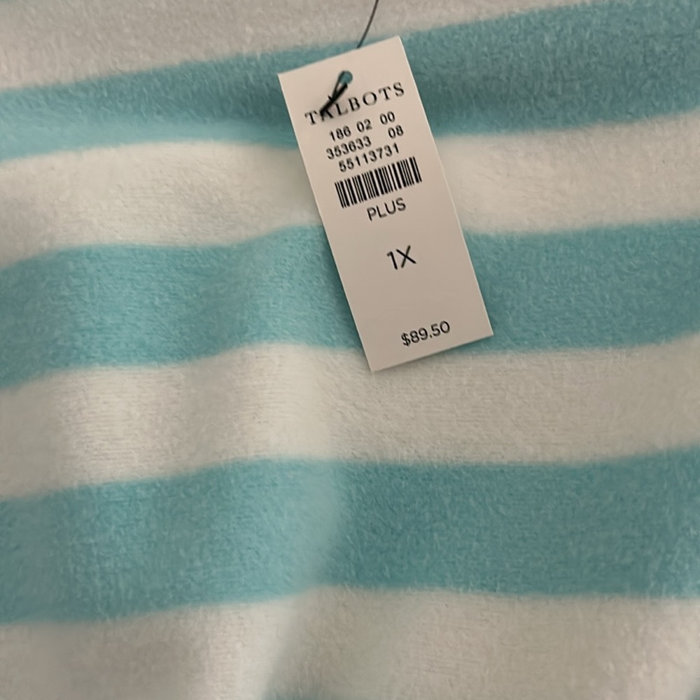 Talbots Striped Sweatshirt, Blue and White Stripe - Picture 6 of 7